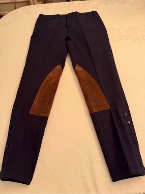 Ralph Lauren Navy Chinos with Brown Suede Knee Patches